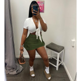 Women Cargo Pocket Mini Skirt
