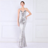Plus Size Women Sequined Formal Party Maxi Evening Dress