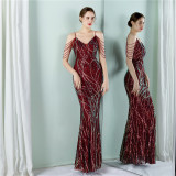 Plus Size Women Sequined Formal Party Maxi Evening Dress