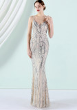 Plus Size Women Sequined Formal Party Maxi Evening Dress