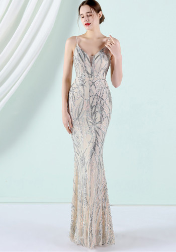Plus Size Women Sequined Formal Party Maxi Evening Dress