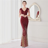 Plus Size Women Sequined Formal Party Maxi Evening Dress