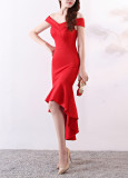 Women Elegant Maxi Off Shoulder Mermaid Evening Dress