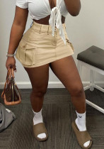 Women Cargo Pocket Mini Skirt