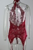 Sexy lingerie sexy Halter Neck Low Back garter lace sexy jumpsuit