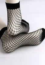 Fishnet socks short women's autumn sexy black stockings mesh hollow socks mid-tube Thin fishnet stockings