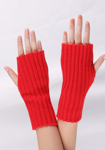Acrylic wool half-finger arm sleeve long gloves