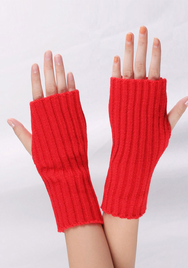 Acrylic wool half-finger arm sleeve long gloves