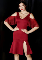 V-neck evening dress dinner Formal Party sexy nightclub girl Chic elegant dress