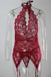 Sexy lingerie sexy Halter Neck Low Back garter lace sexy jumpsuit