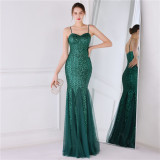 Long Sequins Plus Plus Size Formal Party Evening Dress