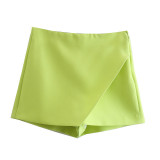 Women's All-Match High Waist Irregular Culottes Solid Color Shorts