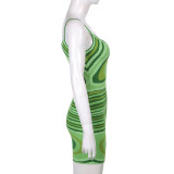 Sexy Summer Fashion Women's Clothing Sexy Irregular Water Ripple Printing Straps Bodycon Dress