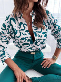 Women Shirt Regular Digital Printing Blouse Spring Autumn Chic Long Sleeve Shirt
