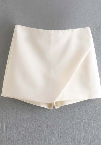 Women's All-Match High Waist Irregular Culottes Solid Color Shorts