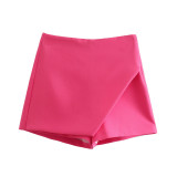 Women's All-Match High Waist Irregular Culottes Solid Color Shorts