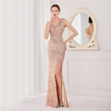 Plus Size Women Sequined Formal Party Maxi Evening Dress