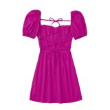 Women Square Neck Short Sleeve Dress