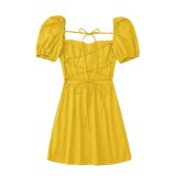 Women Square Neck Short Sleeve Dress