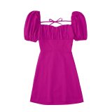 Women Square Neck Short Sleeve Dress