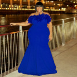 Plus Size Women Off Shoulder Strapless Dress