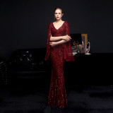 Plus Size Women Sequined Formal Party Maxi Evening Dress