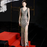 Plus Size Women Sequined Formal Party Maxi Evening Dress