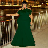 Plus Size Women Off Shoulder Strapless Dress