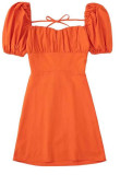 Women Square Neck Short Sleeve Dress