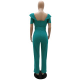 Women Ruffle Off Shoulder Jumpsuit