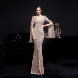 Plus Size Women Sequined Formal Party Maxi Evening Dress