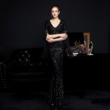 Plus Size Women Sequined Formal Party Maxi Evening Dress