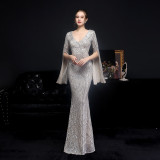 Plus Size Women Sequined Formal Party Maxi Evening Dress