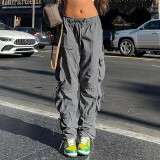 Women American Street Style Multi Pocket Loose Hip Hop Trousers