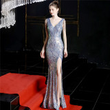 Plus Size Women Sequined Formal Party Maxi Evening Dress