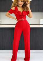 Women Ruffle Off Shoulder Jumpsuit Women Ruffle Off Shoulder Jumpsuit