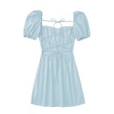Women Square Neck Short Sleeve Dress