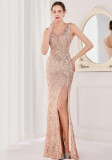 Plus Size Women Sequined Formal Party Maxi Evening Dress
