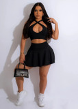 Women Sexy Cutout Halter Neck Two-Piece Set