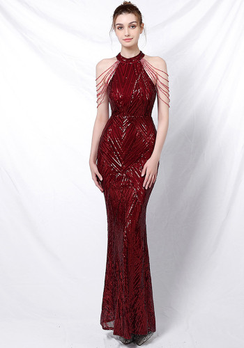 Plus Size Women Sequined Formal Party Maxi Evening Dress