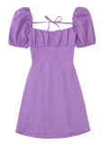 Women Square Neck Short Sleeve Dress