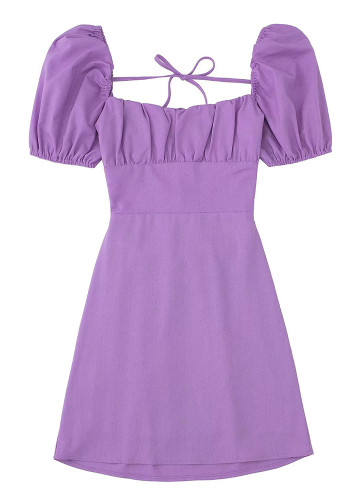 Women Square Neck Short Sleeve Dress