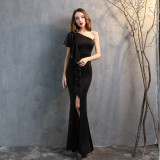 Women Formal Party One Shoulder Mermaid Maxi Evening Dress