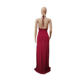 Women Sexy Backless Cut Out Slit Bodycon Dress