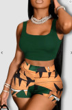 Casual Ladies' Hawaiian Beach Holidays Digital Print Tank Shorts Two-Piece Set