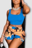 Casual Ladies' Hawaiian Beach Holidays Digital Print Tank Shorts Two-Piece Set