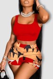Casual Ladies' Hawaiian Beach Holidays Digital Print Tank Shorts Two-Piece Set