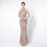 Plus Size Women Sequined Formal Party Maxi Evening Dress