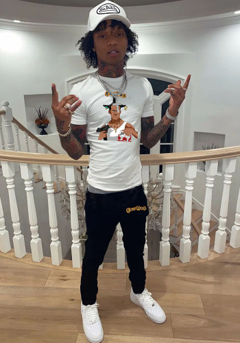 Summer suitable t-shirt set pattern sportswear top + trousers summer sports suit