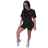 Plus Size Women's T-Shirt Shorts Set Tracksuit Two-Piece